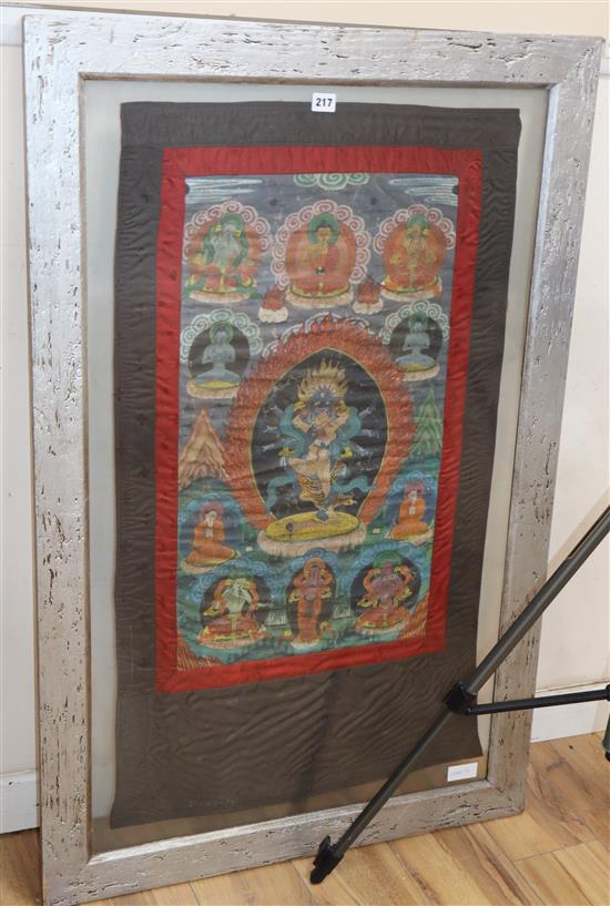 A Tibetan thangka H.99cm, W.55cm